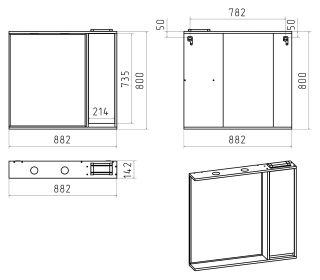 Зеркальный шкаф с подсветкой Brevita Balaton BAL-04090-01-01П правый 90см белый/серый